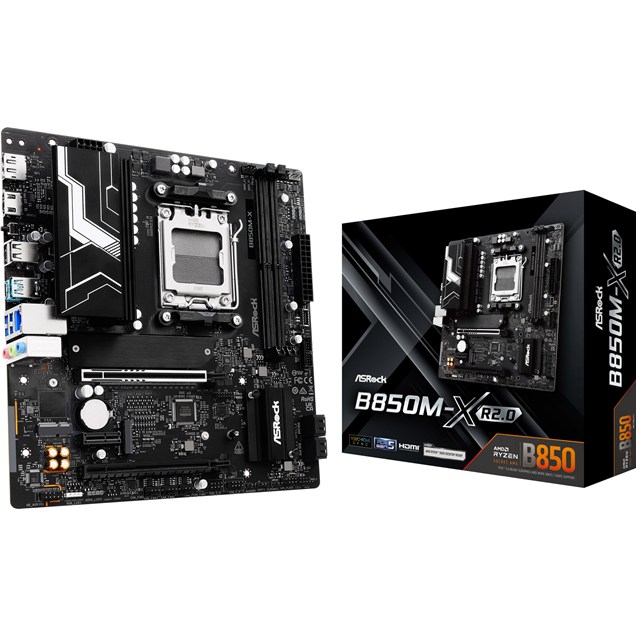 ASRock B850M-X R2.0 mATX Motherboard for AMD AM5 CPUs